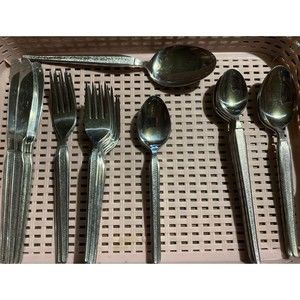 Vintage MCM Antiqua by Royalton Stainless Steel Flatware Lot of 28